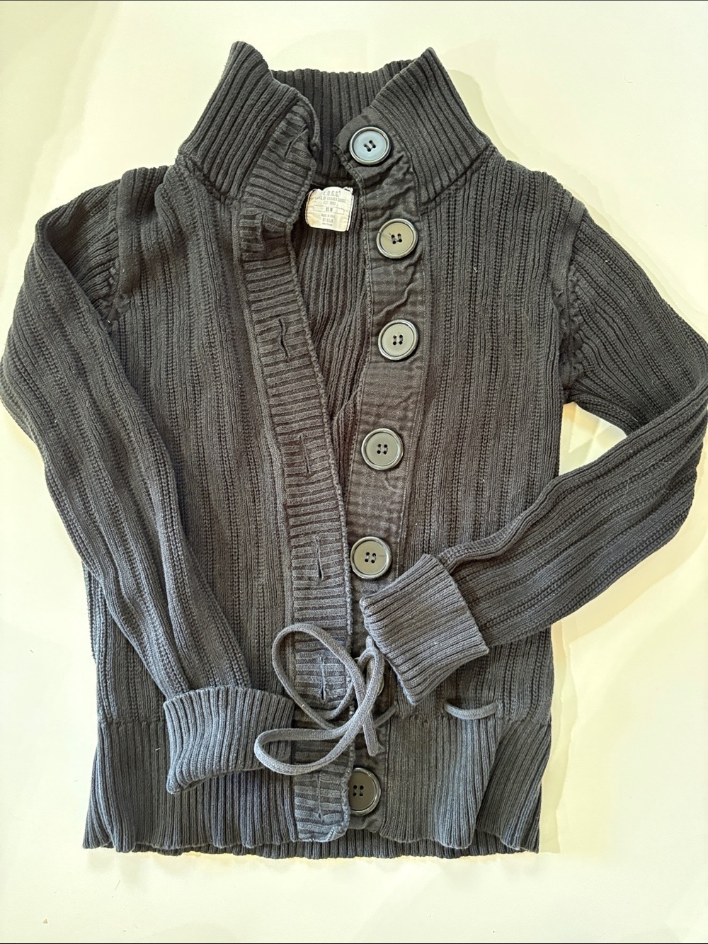 H&M Dark Gray Ribbed Button-Up Cardigan Vest